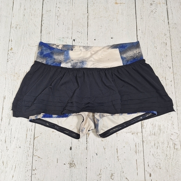 Lululemon Breath of Fire Skirt Skort Skirted Shorts Size 6 Black Milky Way - Picture 3 of 13